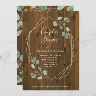 Rustic Eucalyptus   Geometric Couples Shower Invitation