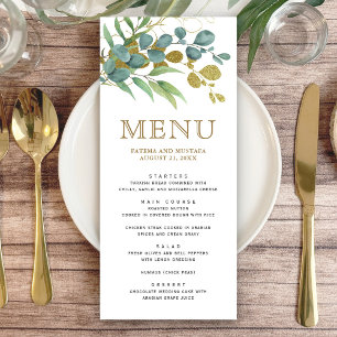 Rustic Eucalyptus Gold Branch Wedding Details Menu