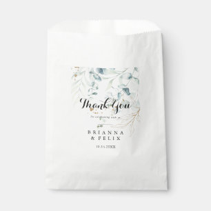 Rustic Eucalyptus Gold Floral Thank You Wedding Favour Bags