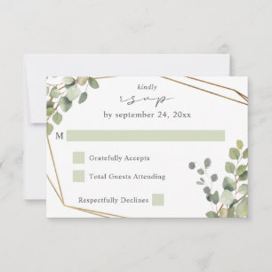 Rustic Eucalyptus & Gold Frame no Meal RSVP V2