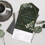 Rustic Eucalyptus & Gold Frame Wedding - Green All In One Invitation<br><div class="desc">Make sending the invitation and RSVP easy while amazing your guests with your beautiful Rustic Eucalyptus & Gold Frame Wedding All In One Invitations.</div>