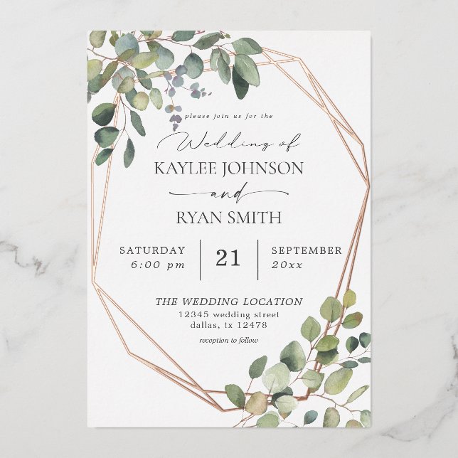 Rustic Eucalyptus & Gold Frame Wedding Real  (Front)