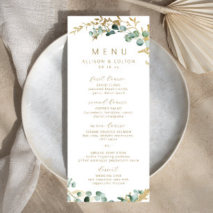 Rustic eucalyptus gold greenery boho wedding menu