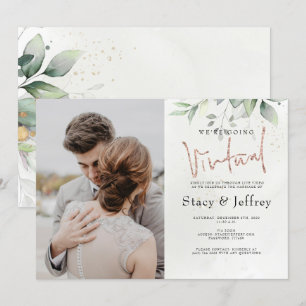 Rustic Eucalyptus Gold Virtual Wedding Invitation