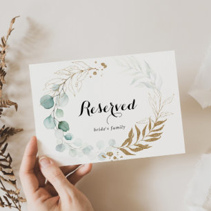 Rustic Eucalyptus Gold Wedding Reserved Sign