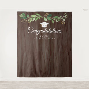 Rustic Eucalyptus Graduation Photo Backdrop Tapestry