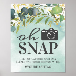 Rustic Eucalyptus Green Gold Oh Snap Poster