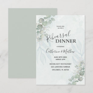 Rustic Eucalyptus Green Rehearsal Dinner Wedding Invitation