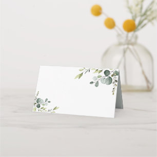 Rustic Eucalyptus Greenery Blank Folded Place Card