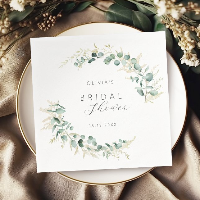 Rustic eucalyptus greenery boho Bridal Shower Napkin (Rustic eucalyptus greenery boho Bridal Shower Napkins)