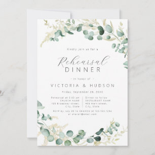 Rustic eucalyptus greenery boho rehearsal dinner invitation
