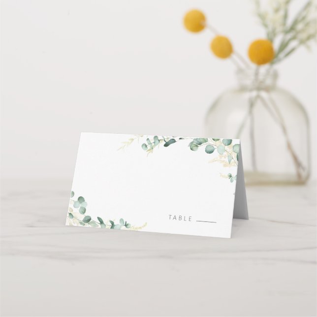 Rustic eucalyptus greenery boho wedding  place card (Front)