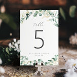 Rustic eucalyptus greenery boho wedding  table number<br><div class="desc">Rustic wedding table cards feature watercolor eucalyptus botanical greenery and modern chic script and font,  elegant and romantic,  great for modern rustic wedding,  botanical garden wedding and boho country wedding.
See all the matching pieces in collection.</div>