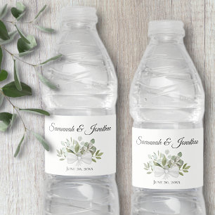 Rustic Eucalyptus & Greenery Bouquet Wedding Water Bottle Label