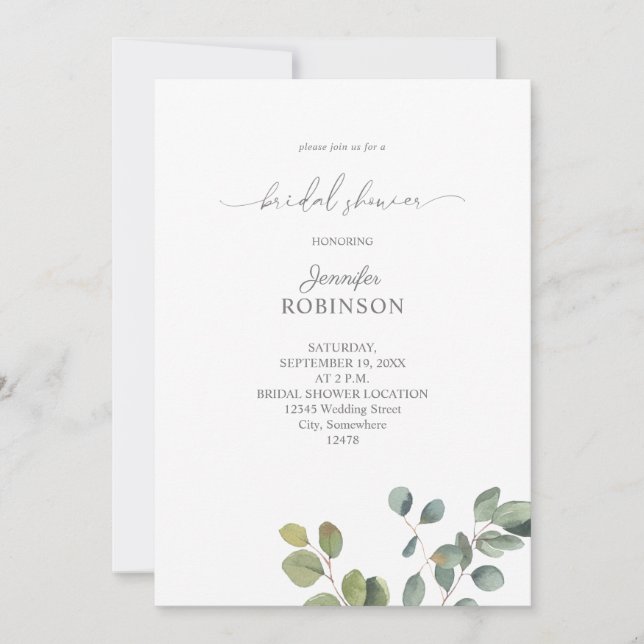 Rustic Eucalyptus Greenery Duo 2 Bridal Shower Inv Invitation (Front)