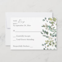 Rustic Eucalyptus Greenery Duo 2 no Meal RSVP Card
