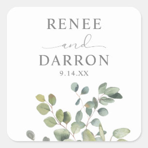 Rustic Eucalyptus Greenery Duo 2 Square Sticker