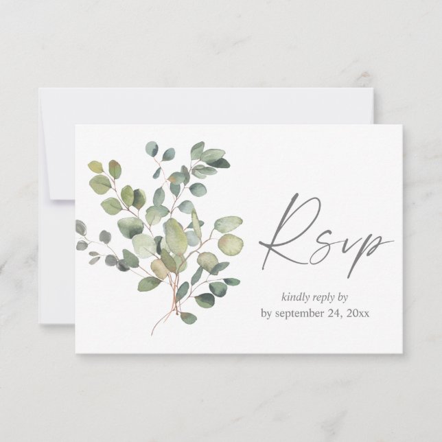 Rustic Eucalyptus Greenery Duo with Meal RSVP Card (Front)