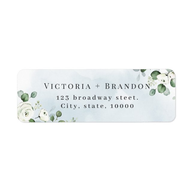 Rustic eucalyptus greenery floral return address (Front)