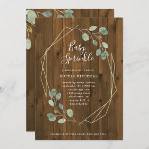 Rustic Eucalyptus Greenery Geometric Baby Sprinkle Invitation
