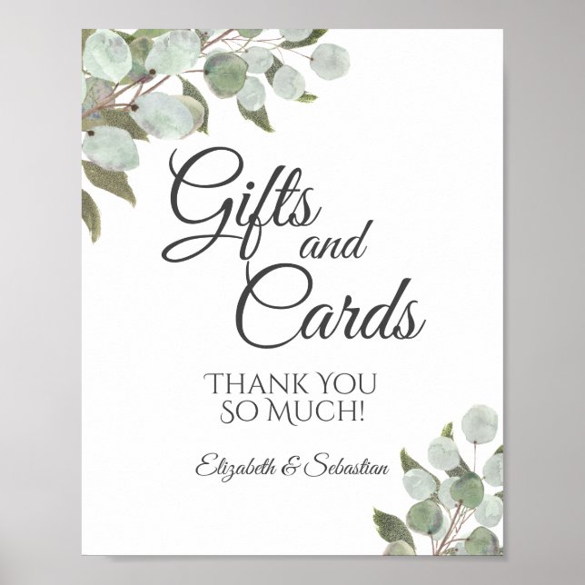 Rustic Eucalyptus Greenery Gifts & Cards Wedding Poster (Front)