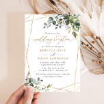 Rustic Eucalyptus Greenery Gold Wedding Reception Invitation<br><div class="desc">This elegant collection features mixed watercolor greenery leaves paired with a classy serif & delicate sans font in black,  with a monogram on the back. Matching items available.</div>