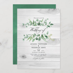 Rustic Eucalyptus Greenery QR Code Country Wedding Invitation