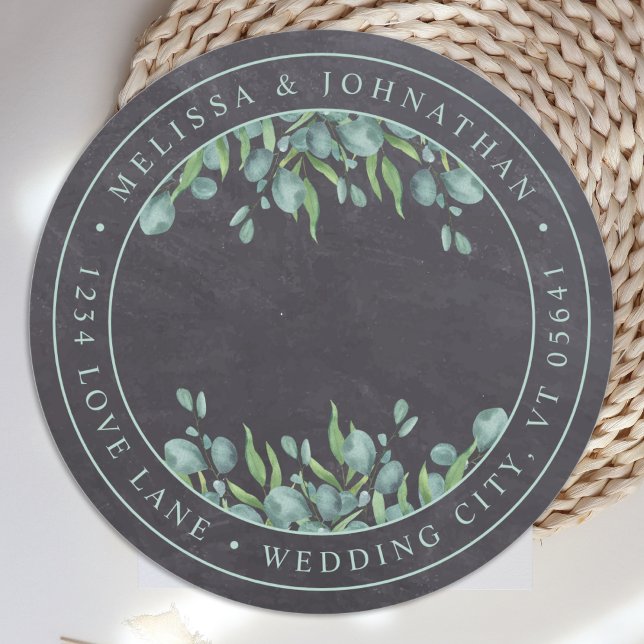 Rustic Eucalyptus Greenery Return Address Classic Round Sticker (Creator Uploaded)