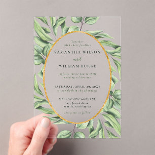 Rustic Eucalyptus Greenery Succulent Wedding Acrylic Invitations