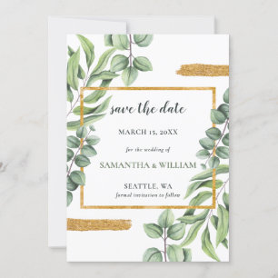 Rustic Eucalyptus Greenery Succulent Wedding Save The Date