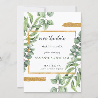 Rustic Eucalyptus Greenery Succulent Wedding Save The Date