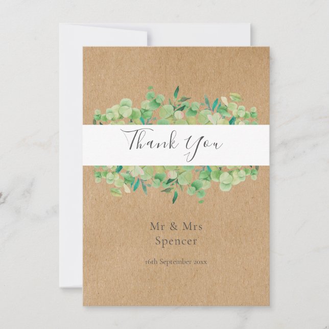 Rustic Eucalyptus Greenery Thank You Wedding (Front)