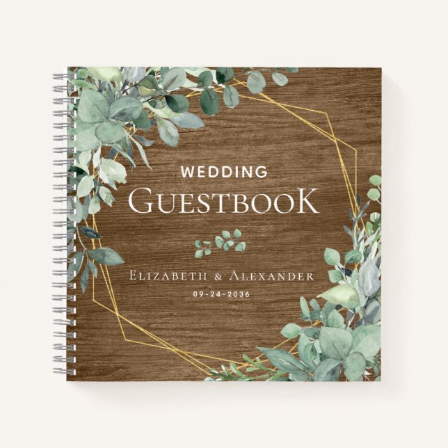 Rustic Eucalyptus Greenery Wedding Guest Book (Front)