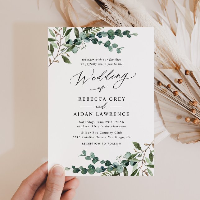 Rustic Eucalyptus Greenery Wedding Invitation (Creator Uploaded)