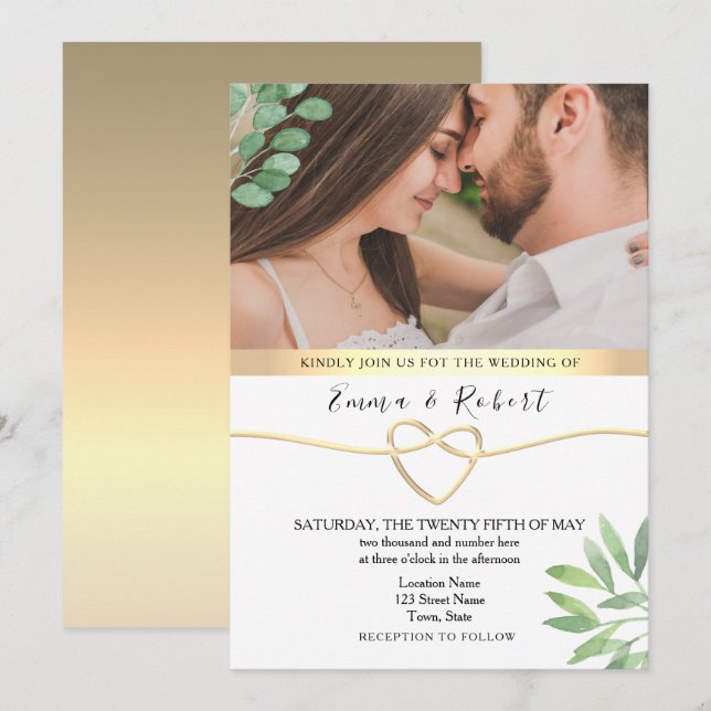 Rustic Eucalyptus Greenery Wedding Invitation (Front/Back)