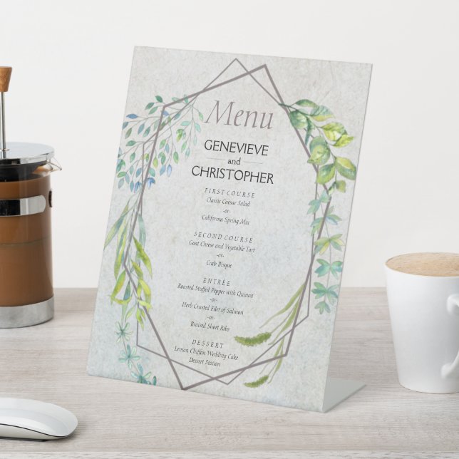 Rustic Eucalyptus Greenery Wedding Menu Sign (In SItu)