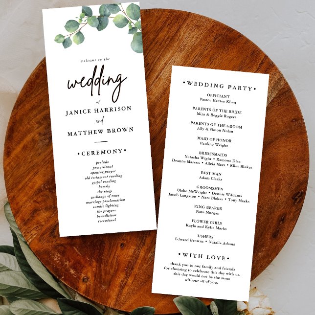 Rustic Eucalyptus Greenery Wedding Program (Creator Uploaded)