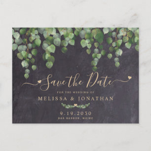 Rustic Eucalyptus Greenery Wedding Save The Date Announcement Postcard