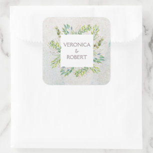 Rustic Eucalyptus Greenery Wedding  Square Sticker