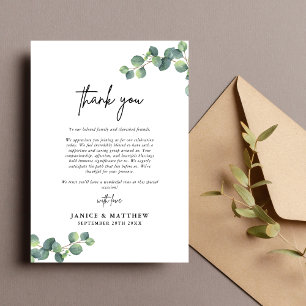 Rustic Eucalyptus Greenery Wedding Thank You Card
