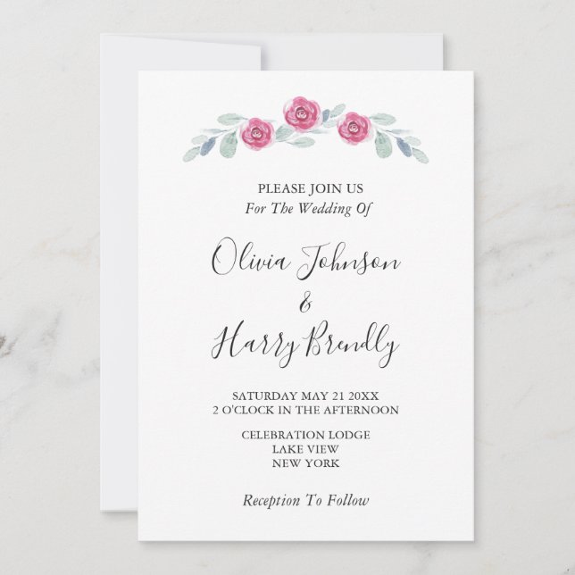 Rustic Eucalyptus Greenery White Wedding  Invitation (Front)