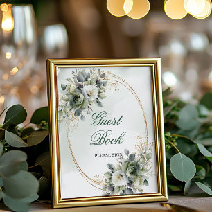 Rustic Eucalyptus Guest Book Tabletop Sign 8x10