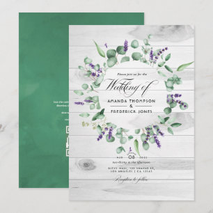 Rustic Eucalyptus Lavender Country Barn Wedding In Invitation