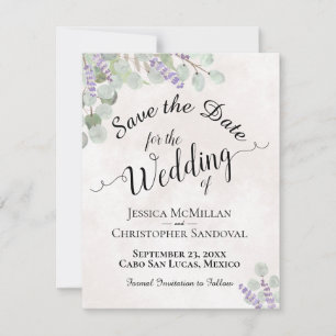 Rustic Eucalyptus & Lavender Elegant Pink Wedding Save The Date