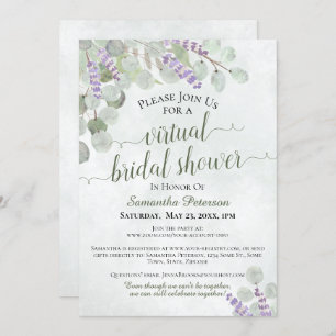 Rustic Eucalyptus & Lavender Virtual Bridal Shower Invitation
