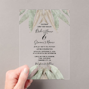 Rustic Eucalyptus Leaf Wedding Invitations