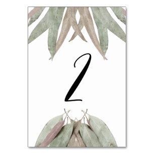 Rustic Eucalyptus Leaf Wedding Table Number