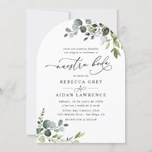 Rustic Eucalyptus Leafy Greenery Arch Neustra Boda Invitation