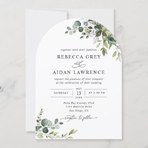 Rustic Eucalyptus Leaves Arch Greenery Wedding Invitation