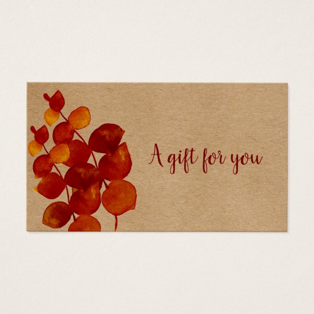 Rustic Eucalyptus Leaves Gift Certificate (Front)